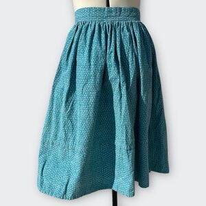 Vintage 70s Teal Blue Green Floral Midi Skirt Boho Prairie Indie Cottagecore M